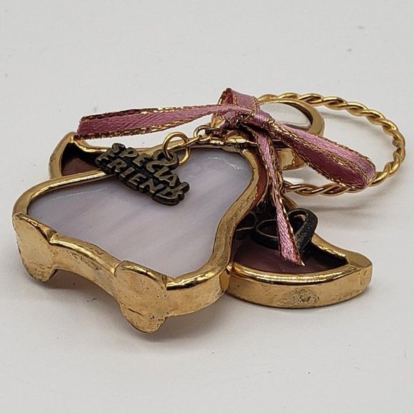 𝅺Stained Glass Pink White Clear Gold Special Friend Angel Ornament - Picture 5 of 12